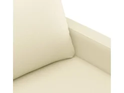 3 pcs conjunto sofás c/ almofadões couro artificial cor creme