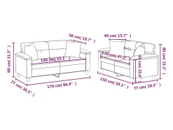 2 pcs conjunto sofás c/ almofadas microfibra cinza-escuro