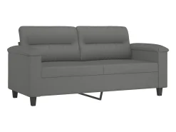 2 pcs conjunto sofás c/ almofadas microfibra cinza-escuro