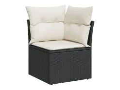 6 pcs conjunto sofás de jardim c/ almofadões vime PE preto