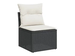 6 pcs conjunto sofás de jardim c/ almofadões vime PE preto