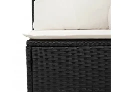 6 pcs conjunto sofás de jardim c/ almofadões vime PE preto