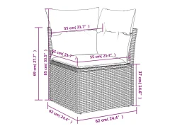 6 pcs conjunto sofás de jardim c/ almofadões vime PE preto