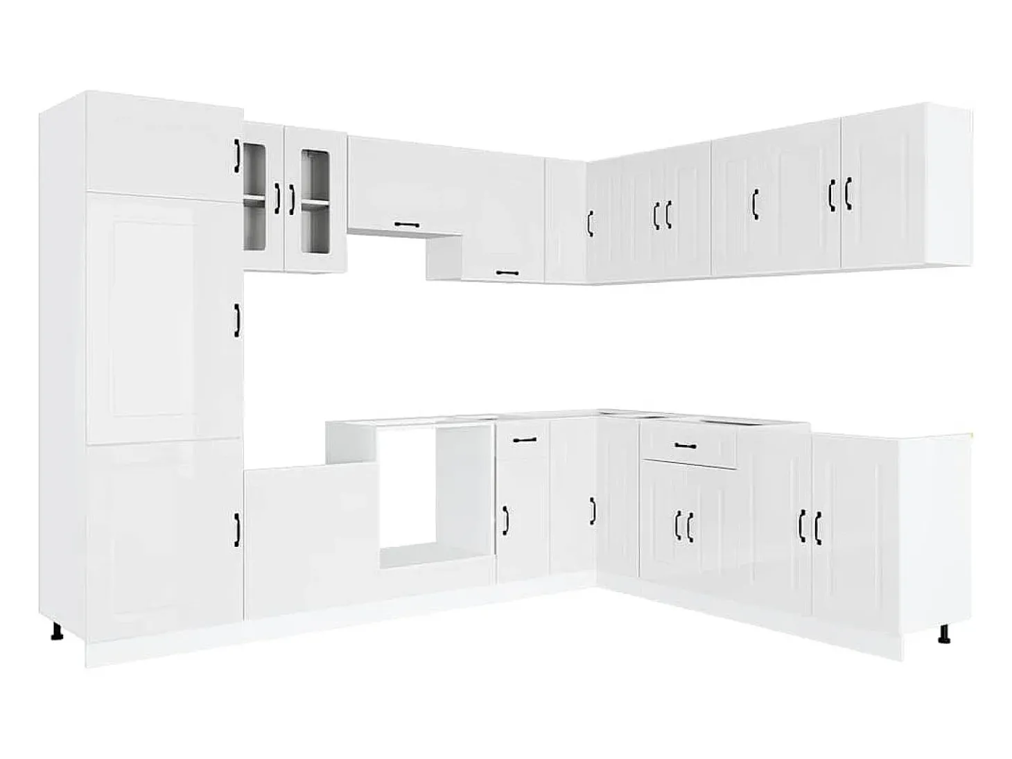 14 peças armário de cozinha conjunto Kalmar brilho branco