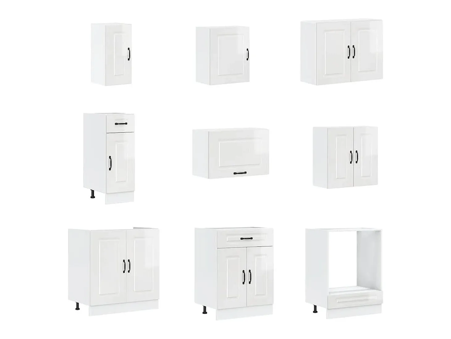 14 peças armário de cozinha conjunto Kalmar brilho branco