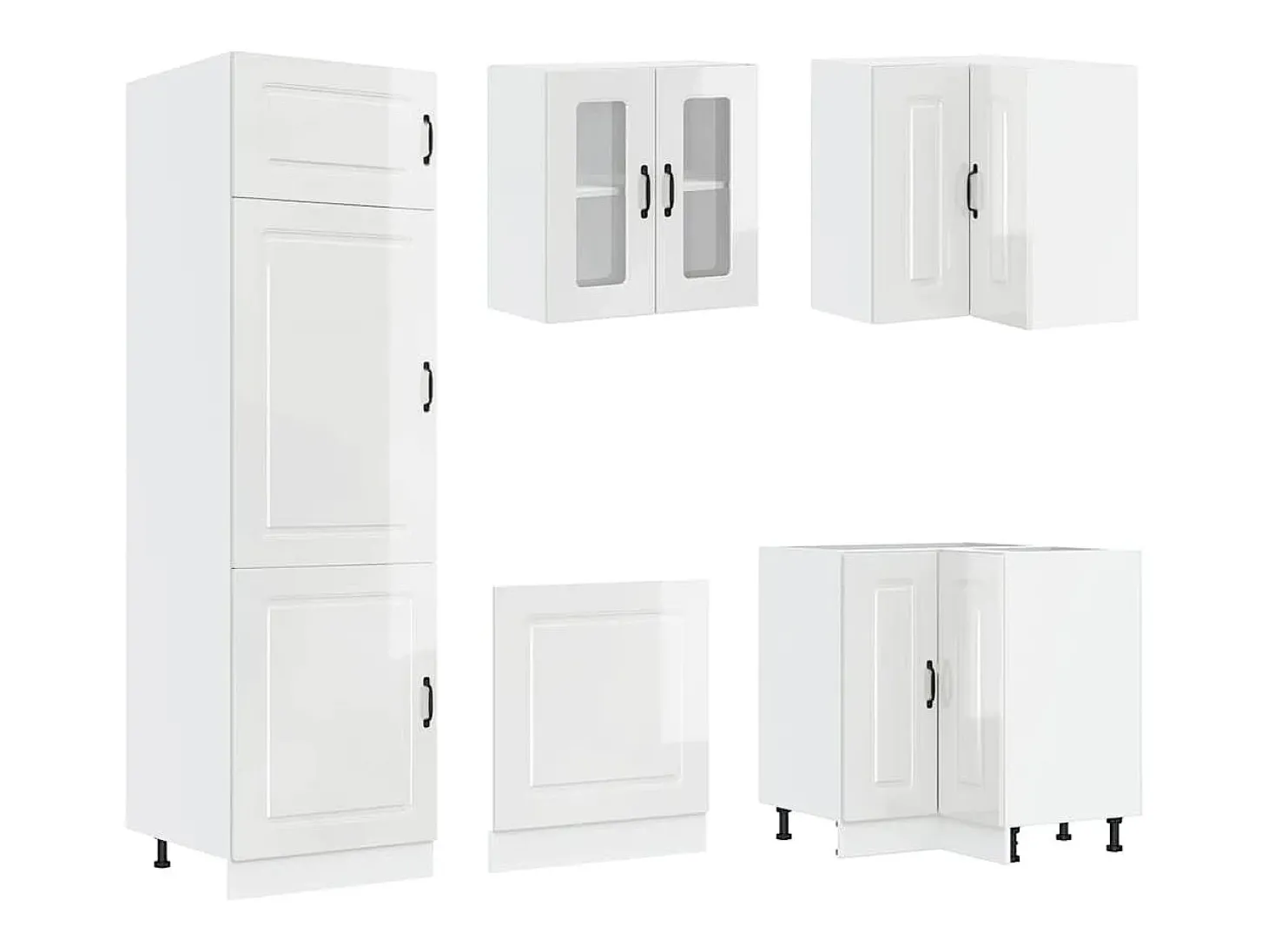 14 peças armário de cozinha conjunto Kalmar brilho branco