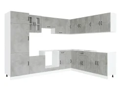 14 peças armário de cozinha conjunto Kalmar concreto cinza