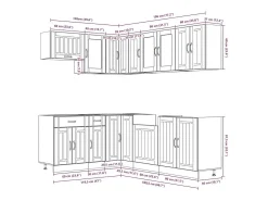 11 peças armário de cozinha conjunto Lucca brilho branco