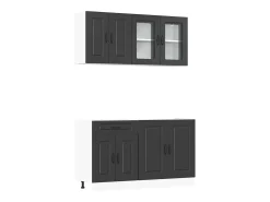 4 peças armário de cozinha conjunto Kalmar preto