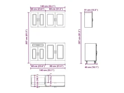 4 peças armário de cozinha conjunto Kalmar preto