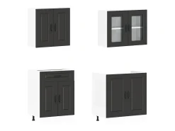 4 peças armário de cozinha conjunto Kalmar preto