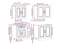 4 peças armário de cozinha conjunto Kalmar preto