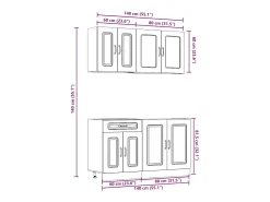 4 peças armário de cozinha conjunto Kalmar preto