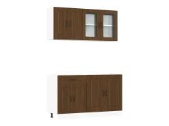 4 peças armário de cozinha conjunto Kalmar carvalho castanho