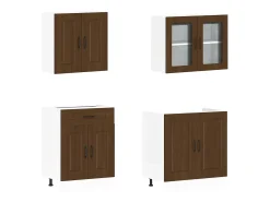 4 peças armário de cozinha conjunto Kalmar carvalho castanho