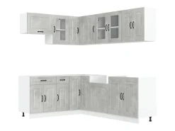 11 peças armário de cozinha conjunto Kalmar concreto cinza