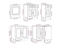 11 peças armário de cozinha conjunto Kalmar concreto cinza