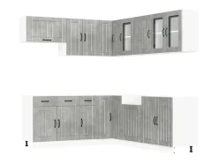 11 peças armário de cozinha conjunto Lucca concreto cinza