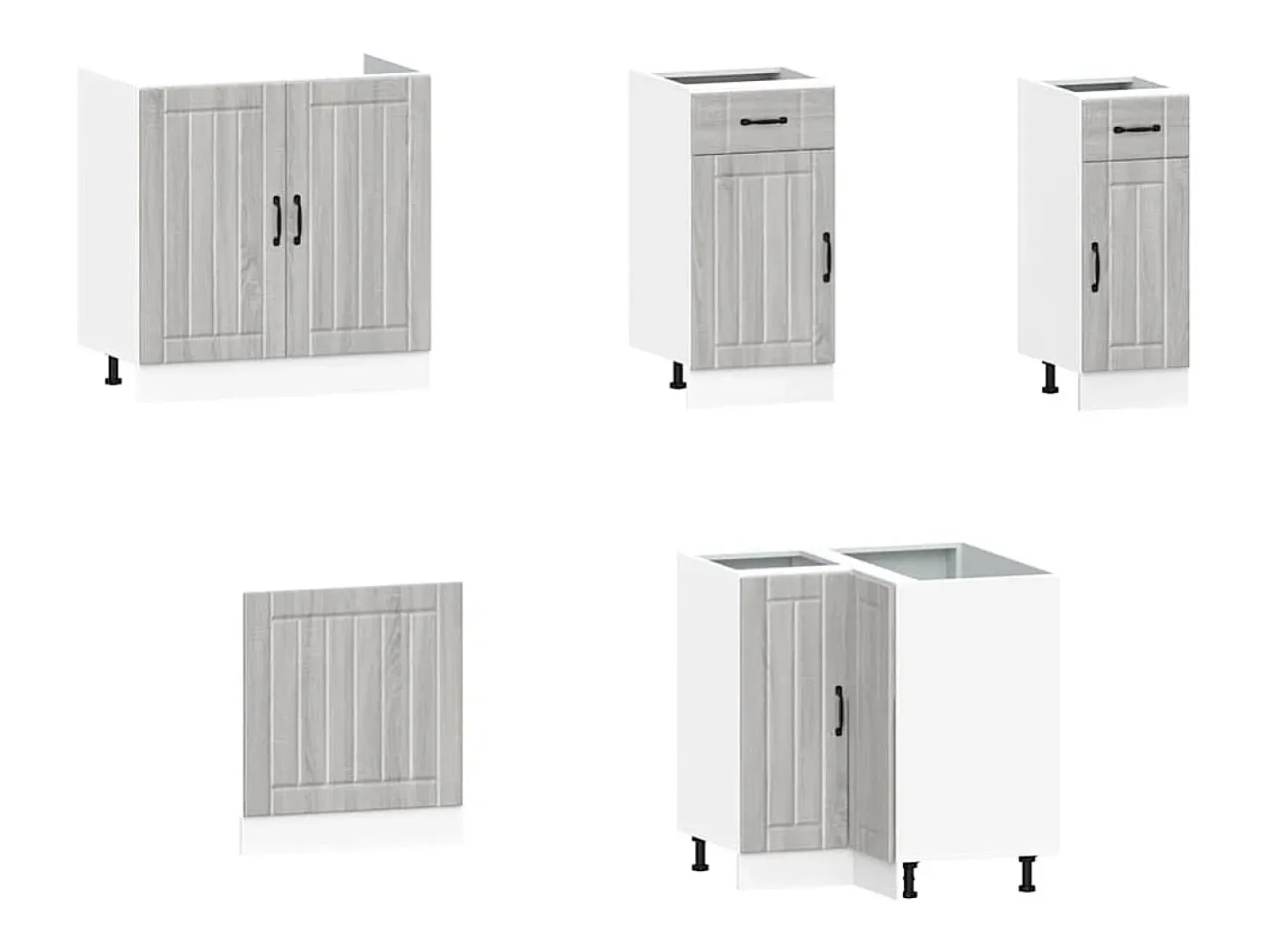 11 peças armário de cozinha conjunto Kalmar cinza sonoma