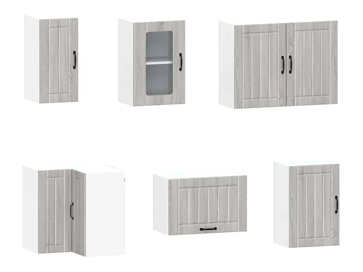 11 peças armário de cozinha conjunto Kalmar cinza sonoma
