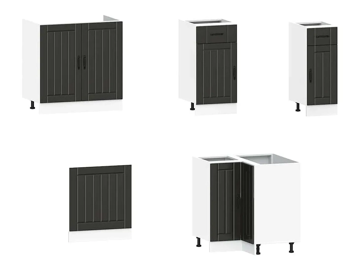 11 peças armário de cozinha conjunto Kalmar preto