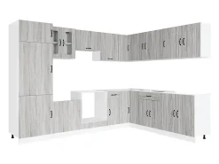 14 peças armário de cozinha conjunto Kalmar cinza sonoma