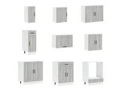 14 peças armário de cozinha conjunto Kalmar cinza sonoma
