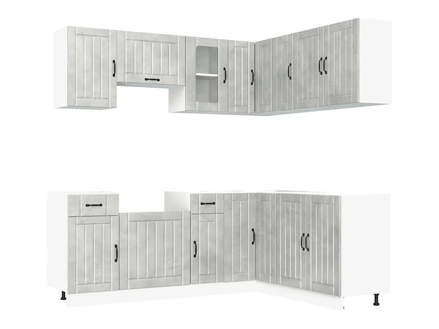 11 peças armário de cozinha conjunto Kalmar concreto cinza