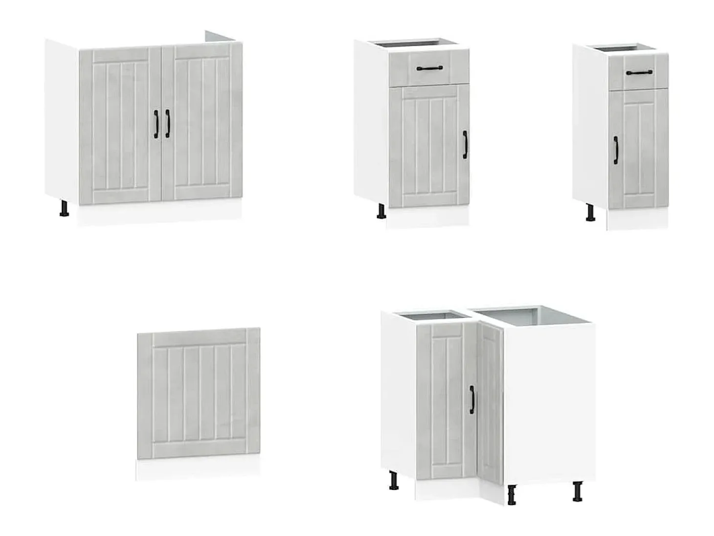 11 peças armário de cozinha conjunto Kalmar concreto cinza