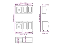 4 peças armário de cozinha conjunto Kalmar branco brilhante