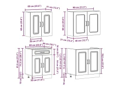 4 peças armário de cozinha conjunto Kalmar branco brilhante