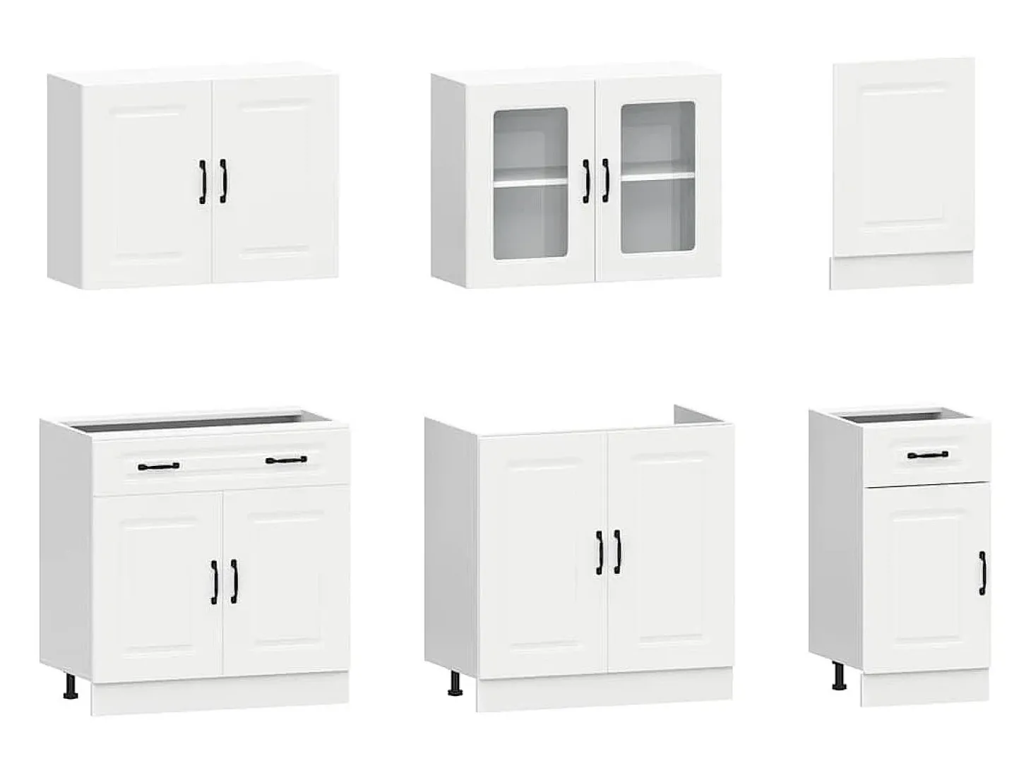 7 peças armário de cozinha conjunto Kalmar branco