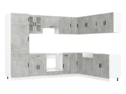 14 peças armário de cozinha conjunto Porto concreto cinza