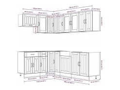 11 peças armário de cozinha conjunto Lucca concreto cinza