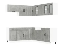 11 peças armário de cozinha conjunto Kalmar concreto cinza