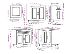 11 peças armário de cozinha conjunto Kalmar concreto cinza