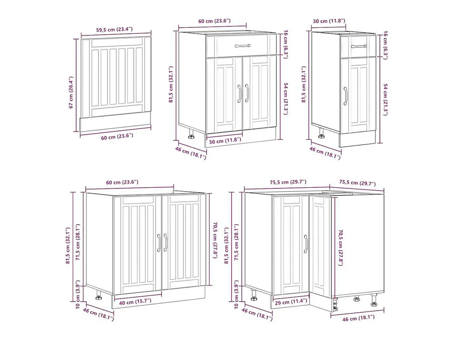 11 peças armário de cozinha conjunto Lucca branco