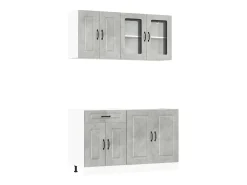 4 peças armário de cozinha conjunto Kalmar concreto cinza