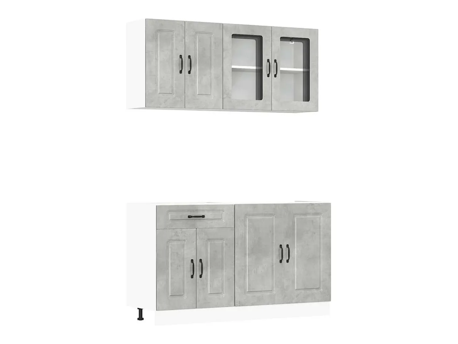 4 peças armário de cozinha conjunto Kalmar concreto cinza