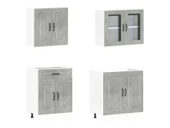 4 peças armário de cozinha conjunto Kalmar concreto cinza