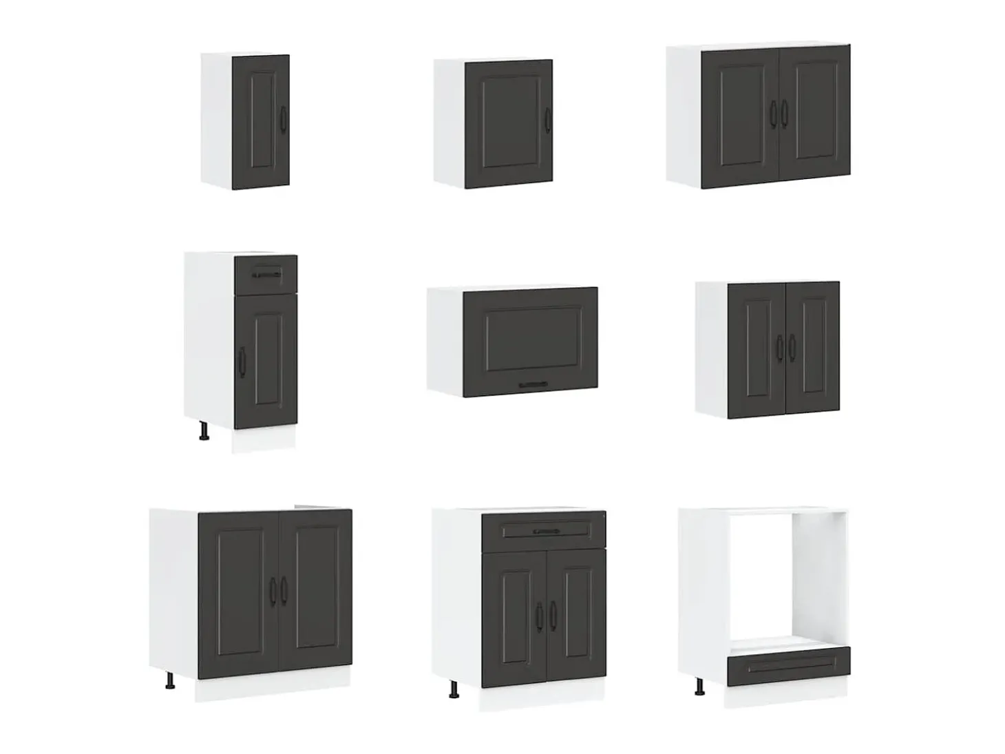 14 peças armário de cozinha conjunto Kalmar preto