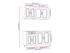 4 peças armário de cozinha conjunto Kalmar branco