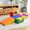 6 peças de blocos de construção gigantes macios para parque infantil, módulos de corrida e escalada, PU - laranja