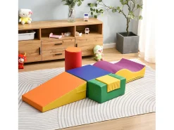 6 peças de blocos de construção gigantes macios para parque infantil, módulos de corrida e escalada, PU - laranja