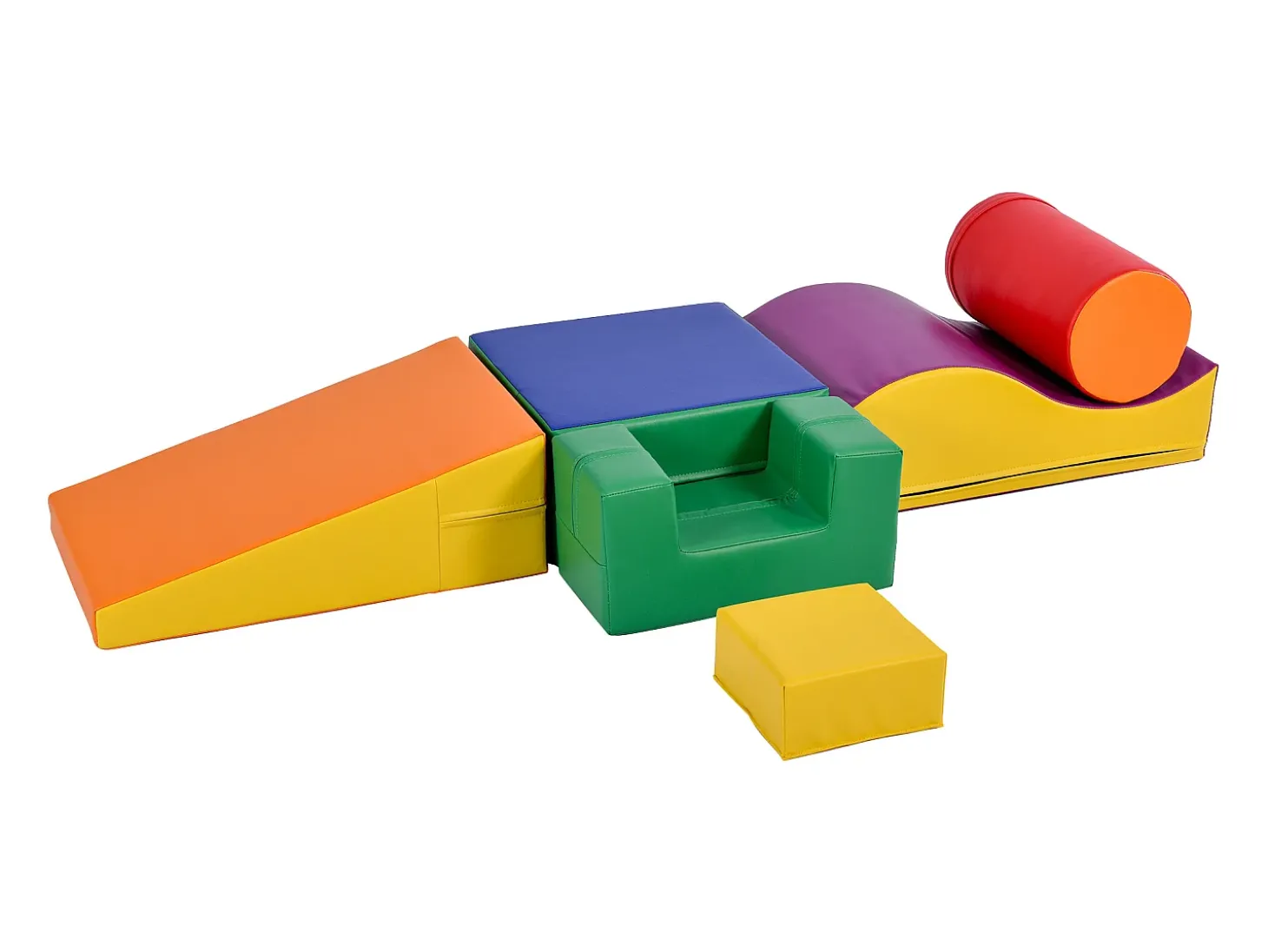 6 peças de blocos de construção gigantes macios para parque infantil, módulos de corrida e escalada, PU - laranja