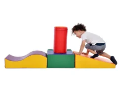 6 peças de blocos de construção gigantes macios para parque infantil, módulos de corrida e escalada, PU - laranja