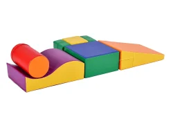 6 peças de blocos de construção gigantes macios para parque infantil, módulos de corrida e escalada, PU - laranja