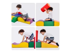 6 peças de blocos de construção gigantes macios para parque infantil, módulos de corrida e escalada, PU - laranja