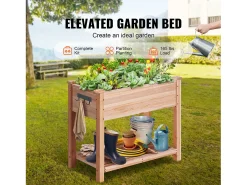 33,9 x 18,1 x 30 Pol. Vaso de Madeira SucceBuy para Canteiros Elevados para Flores, Legumes e Ervas