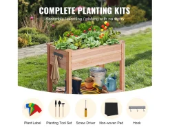 33,9 x 18,1 x 30 Pol. Vaso de Madeira SucceBuy para Canteiros Elevados para Flores, Legumes e Ervas